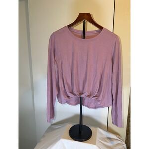 Lululemon Twist Front Long Sleeve Women 8 Mauve Pink Pima Cotton Yoga Top